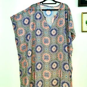 NWOT Long CoverUp Beachwear Swim Bikini Cover-Up Summer Semi Sheer Flowy Boho